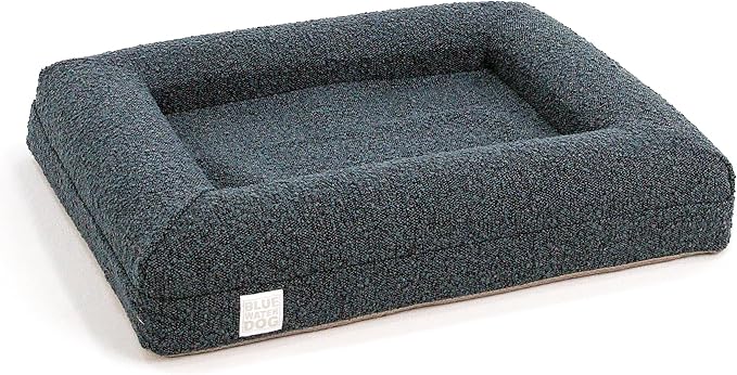 Bluewater Dog Luxury Boucle Orthopedic Memory Foam Dog Bed with Waterproof Liner and Machine Washable Cover with YKK Zippers (Small, 29" L x 23" W x 6" Th, Ocean Blue)