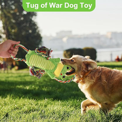 Interactive Chew Proof Dog Toys for Boredom & Anxiety - Plush with Squeaker & Crinkle Sound & Ropes for Small, Medium, Large Dogs