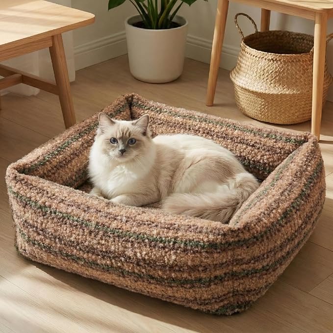 WESTERN HOME WH Dog Beds for Small Dogs & Cat, Washable Cat Bed - High Back Support Pet Sofa with Sides, Soft Small Pet Bed with Anti Slip Bottom, 20inch, Brown