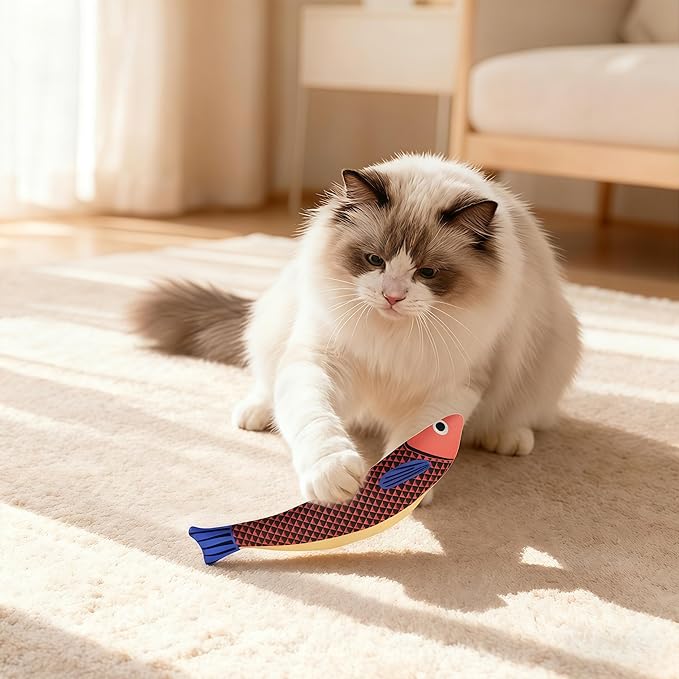 Honwang Cat Toys Indoor Games Cat Toys Fish-Shaped Toy with Bell Suitable for Solo Play Durable Cat Supplies for Multiple Cats 3-Piece Set