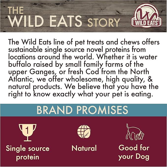 Wild Eats Water Buffalo Retriever 9 Inch Cheek Roll Dog Chews - 3 Pack (Healthy Alternative for Beef Rawhide for Dogs, Natural Treat, Single Source Protein Dog Treat)