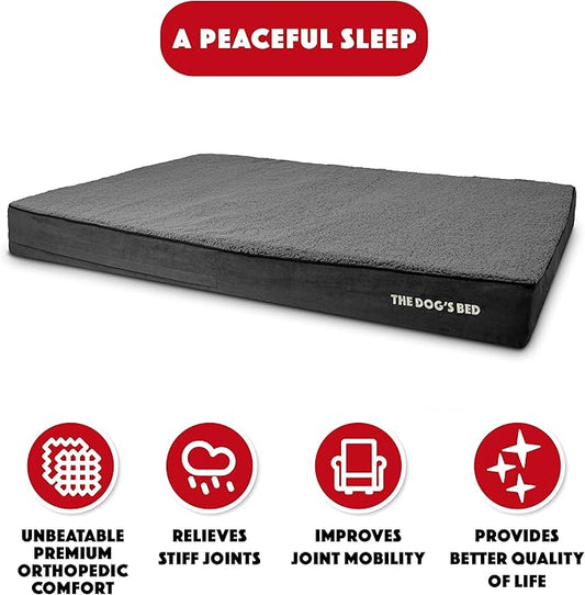 The Dog’s Bed Orthopedic Jumbo Memory Foam Dog Bed, XXXL Grey Plush, Pain Relief for Arthritis, Hip & Elbow Dysplasia, Post Surgery, Lameness Supportive, Waterproof Washable Cover, Veterinary Approved