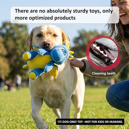 LydaPKS Squeaky Plush Dragon Dog Chew Toy - 8.3‘’X9‘’ Dog Toy for Small/Medium Dogs to Keep Pups Busy，Chewer Dog Toy with Crinkle Paper（Blue）