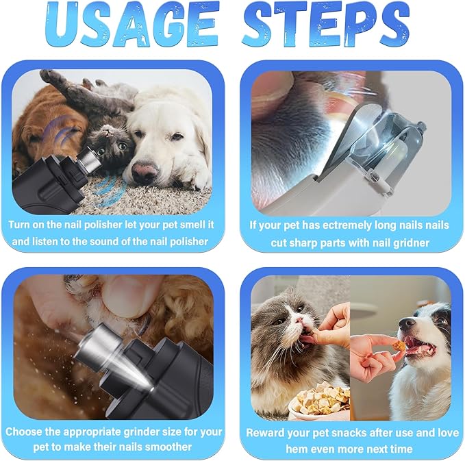 CATPICK 2-in-1 Cat Nail Clippers & Dog Nail Clippers Trimmers for Large Medium Small Dogs Cats Claw Trimmer Quick Sensor and Safety Guard USB Rechargeable with 2 LED Lights Dogs Nail Trimmer
