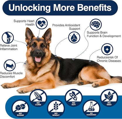 Omega 3 Skin and Coat Supplement for Dogs 200 Chews Dog Fish Oil Supplements with EPA & DHA Fatty Acids Dry Skin Relief for Dogs Shedding Allergy Itching Promotes Heart Hip Joint Health Bacon Flavor