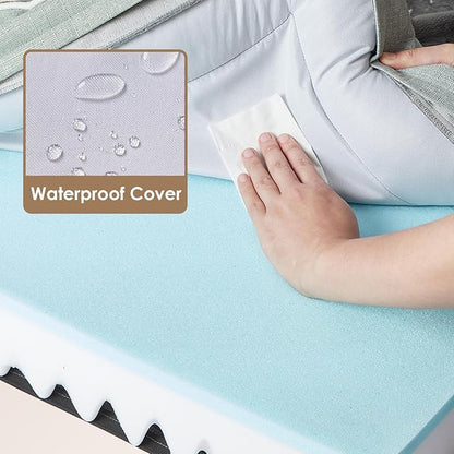 EHEYCIGA Orthopedic Dog Beds for Large Dogs, Waterproof Memory Foam Large Pet Bed with Sides, Non-Slip Bottom and Egg-Crate Foam Dog Couch Bed with Washable Removable Cover, Greyish Green