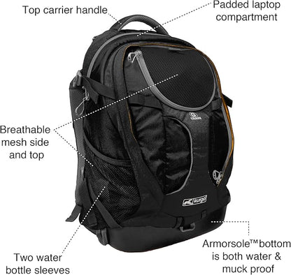 Kurgo G-Train Dog Carrier Backpack - Comfortable Travel Bag for Pets Up to 25 lbs - Waterproof Bottom - Multi-Compartment Pack - Dog Hiking Gear - Rugged Adventure Backpack - Navy Blue