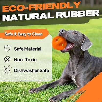 Fida Natural Rubber Dog Balls for Aggressive Chewers, Durable Dog Chew Toys for Large Dogs, Interactive Fetch & Tug of War Toys for Medium Large Breed Non-Toxic Dish Washable,4.5 * 4.5"