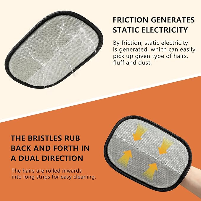 Hasina Pet Hair Removal Glove for Dogs & Cats, Upgrade Reusable Electrostatic Pet Grooming Glove, Remover Mitt for Couch, Car Seats, Carpet, Clothing