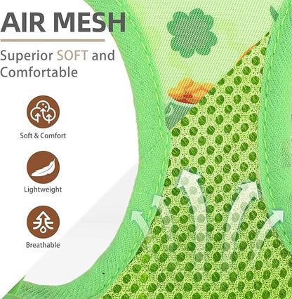 PUPTECK Dog Harness and Leash Set for Small Medium Dogs No Pull Step-in Soft Mesh Puppy Cat Vest Harnesses Reflective at Night, St. Patrick's Green, S