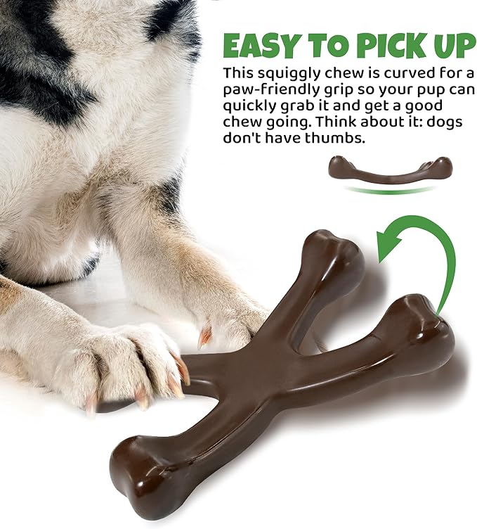 IPTPAS Tough Dog Chew Toy for Aggressive Chewers, Indestructible Beef Flavor Nylon Bone, Durable Dental Toy for Teeth Cleaning & Anxiety Relief, for Small Medium Large Dogs, Keep Them Busy (Brown-X)