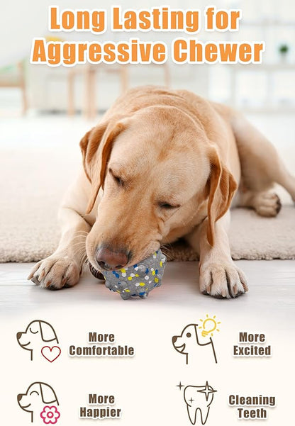 Moonorange 2.36'' Dog Balls for Dogs Aggressive Chewers Indestructible Tennis Durable Bouncy Interactive Dog Toy Balls for Fetch Game Floating Training(Grey Medium)