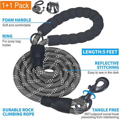 Beebiepet Heavy Duty Tactical Dog Harness for Small Dogs, No Pull Adjustable Pet Harness Reflective Service Training Easy Control Pet Vest Military K9 Working Dog Harnesses- Small, Black