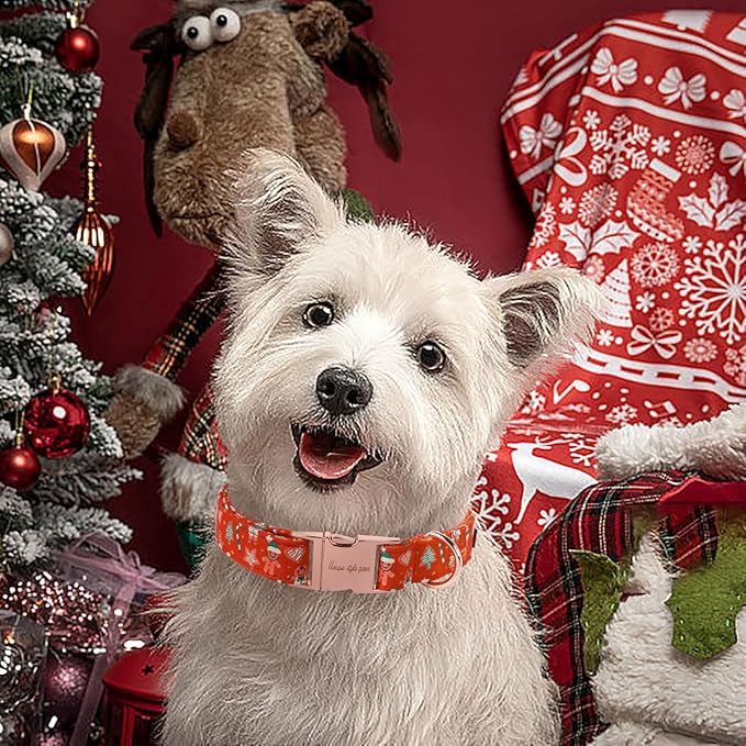 Unique style paws Dog Collar Metal Buckle Collar for Winter Christmas Gingerbread for Small Medium Large Boys Girls Dogs