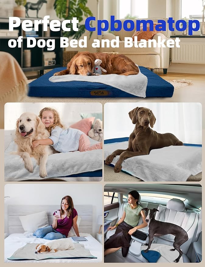 Sytopia 50 Inch Orthopedic Waterproof Dog Crate Bed for Extra Large Dogs, Removable Washable Cover, Egg Crate Foam Mat, Suitable for Dogs Up to 130 lbs, Dark Grey