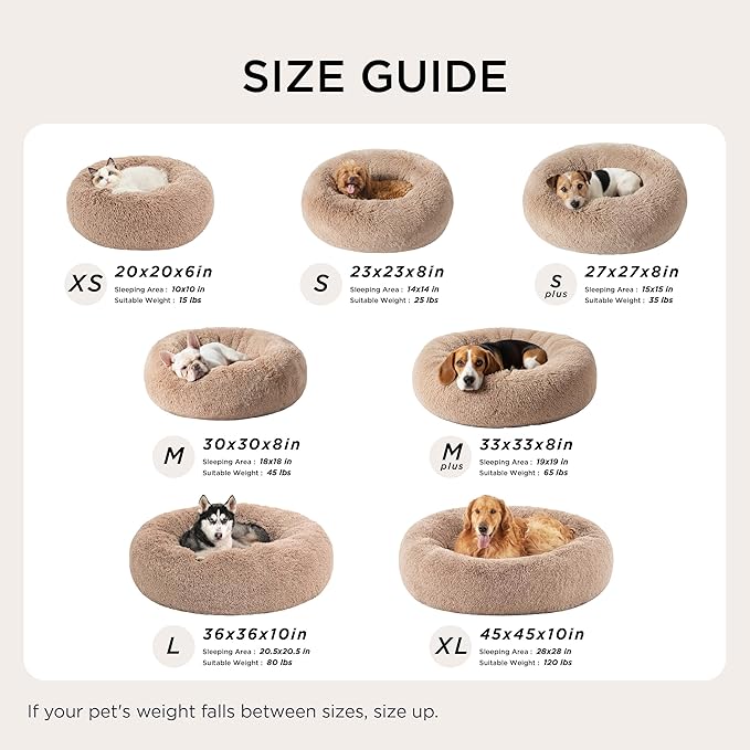Bedsure Calming Dog Bed for Medium Dogs - Donut Washable Medium Pet Bed, 30 inches Anti-Slip Round Fluffy Plush Faux Fur Cat Bed, Fits up to 45 lbs Pets, Apple Green