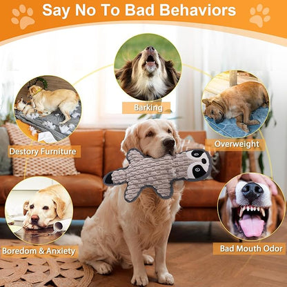 Eneston 5 Pack No Stuffing Squeaky Dog Toys for Large Dogs - Interactive Durable Plush Chew Toy with Crinkle Paper, Safe Pet Toy for Small to Large Breed, Ideal for Puppy Gifts & Tug of War Toys