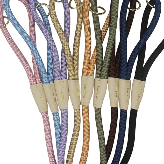 Lobster Snap Pet Leash 5FT, Special Strong Nylon Rope Dog Leash, Solid Color Rope Dog Lead for All Breeds (Gold, 5ft *10mm)