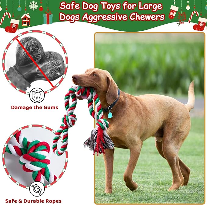 Aitmexcn Dog Rope Toys Set, 7 Pack Cotton Dog Toys for Large Dogs and Medium Small, Cute Interactive Squeaky Toy, Chewing Puppy Gaming Toy for Teeth Cleaning