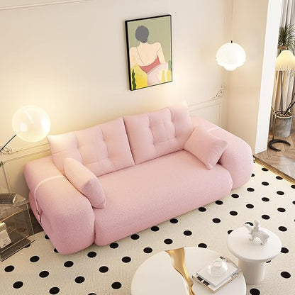 KEIKI 78.7" Foldable Human Dog Bed – 3-in-1 Multi-Functional Sofa Bed, Foam-Filled Teddy Fabric Sleeper for Living Room, Guest Room, or Playroom – Pink