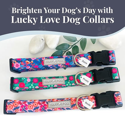 Lucky Love Dog - Adjustable Dog Collar with Easy Click Buckle for Large Ones, Durable, & Comfortable for Male & Female Dogs, Pet Collar for Puppies & Adult Dogs - Rosie, Large