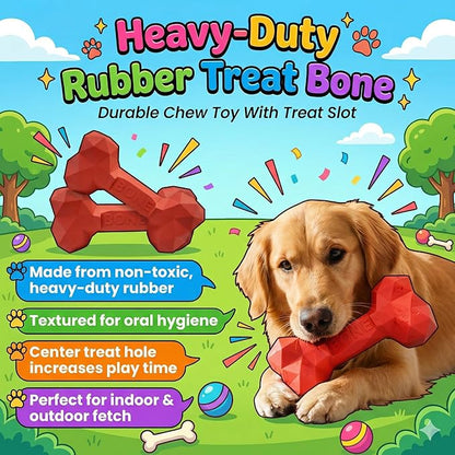 Interactive Dog Toy Play Set for Puppies & Small to Medium Dogs – Includes Self Rolling Ball, Durable Rubber Treat Chew Bone & Squeaky Plush Dinosaur