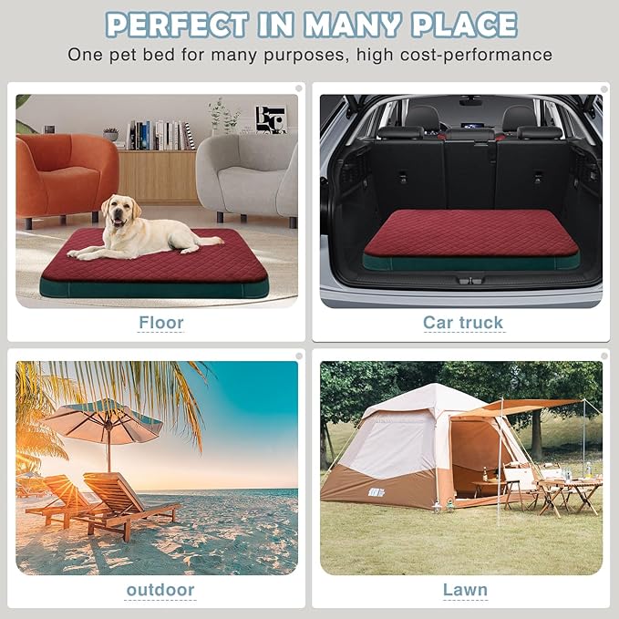 JoicyCo Dog Bed for Medium Dogs, Orthopedic Foam Dog Bed, Joint Relief Pets Sleeping Mattress, Non Slip Bottom with Washable Removable Cover, Wine Red