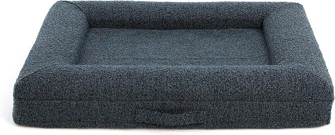 Bluewater Dog Luxury Boucle Orthopedic Memory Foam Dog Bed with Waterproof Liner and Machine Washable Cover with YKK Zippers (Medium, 37" L x 30" W x 6" Th, Ocean Blue)