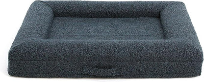 Bluewater Dog Luxury Boucle Orthopedic Memory Foam Dog Bed with Waterproof Liner and Machine Washable Cover with YKK Zippers (Medium, 37" L x 30" W x 6" Th, Ocean Blue)