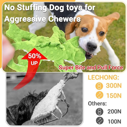 LECHONG No Stuffing Dog Toys for Aggressive Chewers, Squeaky Dog Toys for Large Medium and Small Dogs, Puppy Dog Chew Toys to Keep Them Busy Pack of 5