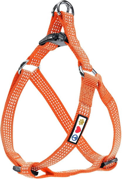 Pawtitas Reflective Step-in Dog Harness – Adjustable No-Pull Vest for Puppies to Seniors, Safe & Comfortable, S Orange