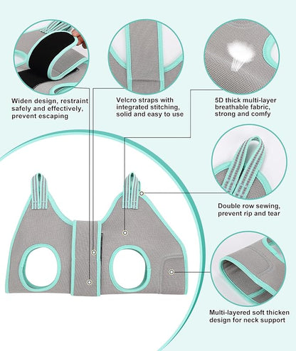 Kkiimatt XS Dog Grooming Hammock Harness, Grey, Nail Trimming, Holder, Restraint, Thick Neck Support