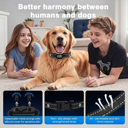 Dog Bark Collar, Rechargeable Smart Collar, with 4 Adjustable Modes Beep Vibration and 5 Adjustable Sensitivities, Bark Collar for Large Medium Small Dogs (Black)