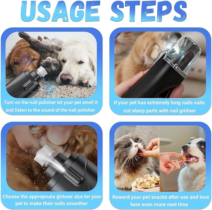 CATPICK 2-in-1 Cat Nail Clippers & Dog Nail Clippers Trimmers for Large Medium Small Dogs Cats Claw Trimmer Quick Sensor and Safety Guard USB Rechargeable with 2 LED Lights Dogs Nail Trimmer