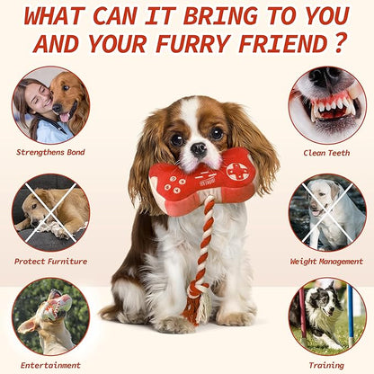 MTERSN Funny Squeaky Dog Toys for Small Dogs – Red Game Controller Plush Chew Toy with Full Crinkle Paper, Cute Interactive Puppy Toys for Playtime, Paty or Birthday Gift (Red)
