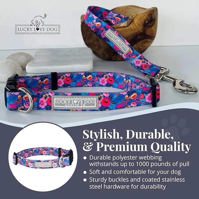 Lucky Love Dog - Adjustable Dog Collar with Easy Click Buckle for Large Dogs, Durable, & Comfortable Collar for Male & Female Dogs, Pet Collar for Puppies & Adult Dogs - Zuzu, Large