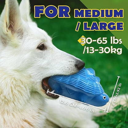 Indestructible All-Rubber Squeaky Dog Toy for Aggressive Chewers, Tough Durable Chew Toy for Medium & Large Breeds, Safe One-Piece Turtle Design, Teeth Cleaning & Boredom Relief