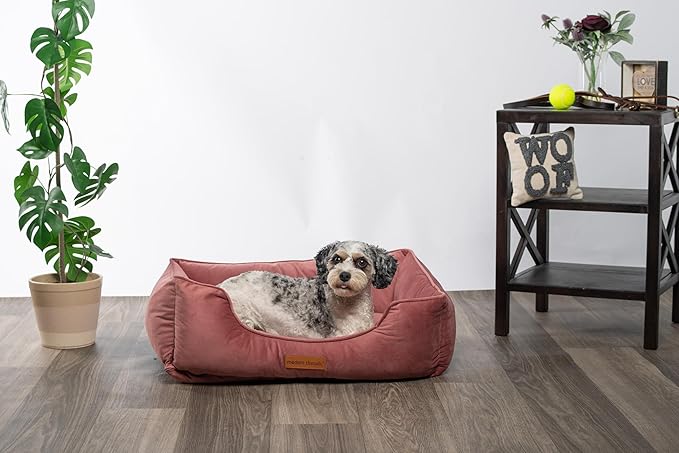 Modern Threads Luxury Dog Bed - Comfortable Tufted Velvet Cushion for Small to Large Dogs - Machine Washable - Durable & Cute Sleep Space for Pets - Pamper Your Pet with Cozy Beds - Rosewood