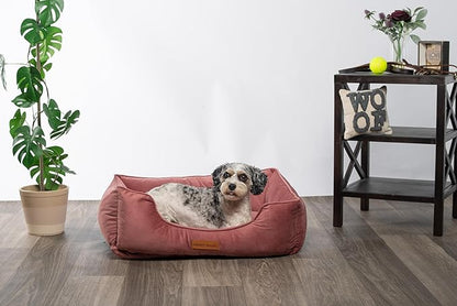 Modern Threads Luxury Dog Bed - Comfortable Tufted Velvet Cushion for Small to Large Dogs - Machine Washable - Durable & Cute Sleep Space for Pets - Pamper Your Pet with Cozy Beds - Rosewood