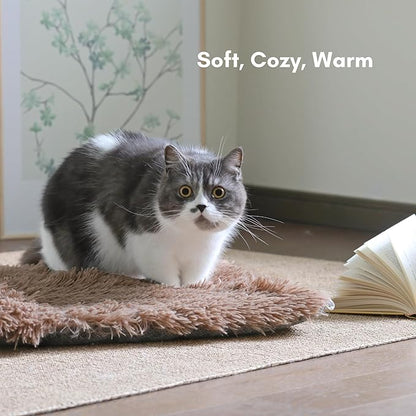 petfelix Self-Warming Cat Mat, Non-Skid Thermal Pet Blanket for Indoor & Outdoor Cats, Washable Insulated Mat for Cat House or Carrier, 24"x20", Brown