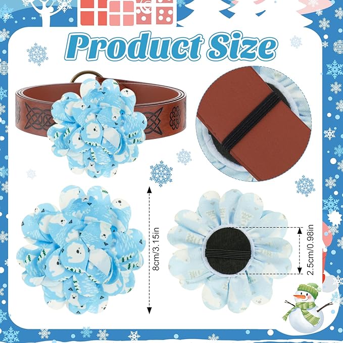 50 Pieces Winter Dog Collar Flowers Bulk Snowflake Snowmen Dog Charms Grooming Accessories Bow Tie Flower for Puppy Cat Collar Attachment Embellishment Winter Xmas Party Costume