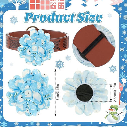 50 Pieces Winter Dog Collar Flowers Bulk Snowflake Snowmen Dog Charms Grooming Accessories Bow Tie Flower for Puppy Cat Collar Attachment Embellishment Winter Xmas Party Costume