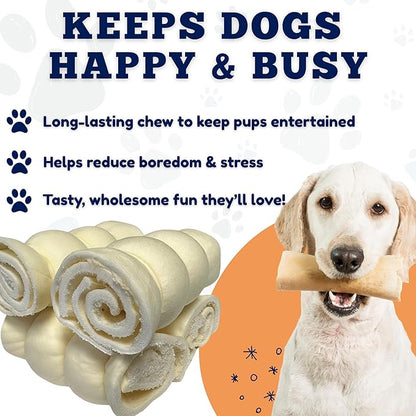Amazing Dog Treats - Beef Cheek Rolls (6 Inch Regular - 8 Pcs) - No Hide - Safe Rawhide Alternative Dog Chew - Great for Power Chewers - Long Lasting Dog Chew - No Splinters - Retriever Rolls For Dogs
