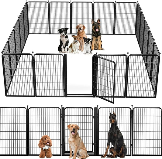 Jhsomdr Dog Playpen Outdoor, 40 inch 20 Panels Dog Fence with Extra Wide Gate No-Tripped Pet Playpen Rustproof Dog Pen Indoor Puppy Playpen for Temporary Containment Portable Pet Fence for RV Camping