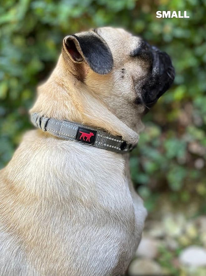 Tuff Pupper Heavy Duty Dog Collar with Handle | Ballistic Nylon Heavy Duty Collar | Padded Reflective Dog Collar with Adjustable Stainless Steel Hardware | Convenient Sizing for All Breeds