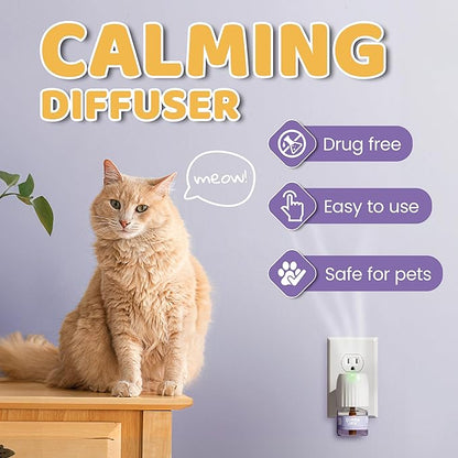 BUDDYJOY Cat Calming Diffuser Refills – Long-Lasting 30-Day Formula, Cat Pheromones Calming Diffuser for Stress Relief, Relaxation, and Anxiety Reduction, Easy to Use – (3 Diffusers + 3 Refills)