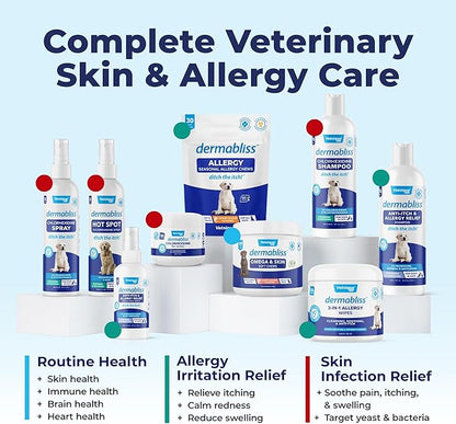 Vetnique Dermabliss Hot Spot Treatment for Dogs - Antiseptic Medicated Chlorhexidine Spray - Vet Recommended for Skin Infections, Hot Spots & Irritation (Hot Spot Spray, 8oz)