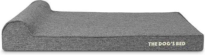 The Dog’s Bed Orthopedic Headrest Dog Bed XL Grey Linen, Memory Foam, Pain Relief for Arthritis, Hip & Elbow Dysplasia, Post Surgery, Lameness, Waterproof Washable Cover, Veterinary Approved