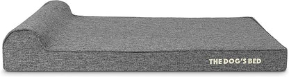 The Dog’s Bed Orthopedic Headrest Dog Bed XL Grey Linen, Memory Foam, Pain Relief for Arthritis, Hip & Elbow Dysplasia, Post Surgery, Lameness, Waterproof Washable Cover, Veterinary Approved