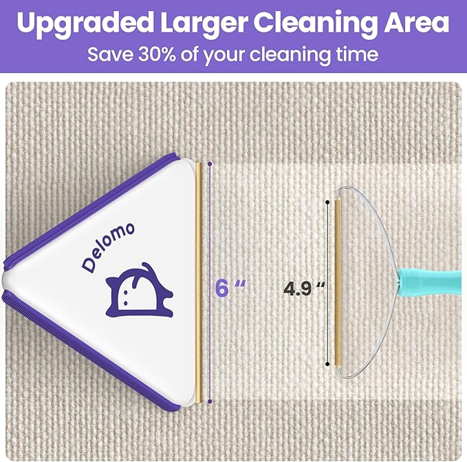 Multi-Use Pet Hair Removal Tool: DELOMO Handheld Fur Rake Scraper – Metal Side for Deep Cleaning on Carpets, Rugs & Car Mats, and Rubber Side for Gentle Cleaning on Couches – Ideal for Pet Homes